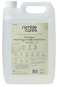 Nimble Cares Plant Based Multi-Purpose Antibacterial Cleaner Fragrance Free Refill 2500 Uses 5000ml
