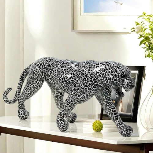BZHIB Handgefertigte Geparden-Statue, 34 cm, bunte Tierskulptur, einzigartige Sammlerfigur, Schreibtisch- und Regaldekoration für Geparden-Liebhaber, Geschenke für Zuhause und Büro (C)
