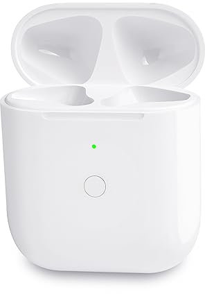Compatible with Air Pods 1 2 Gen Charging Case Replacement for Air Pod 1st 2 Generation Charger Cases with Bluetooth Sync Pairing Button, Support Wired & Wireless, White