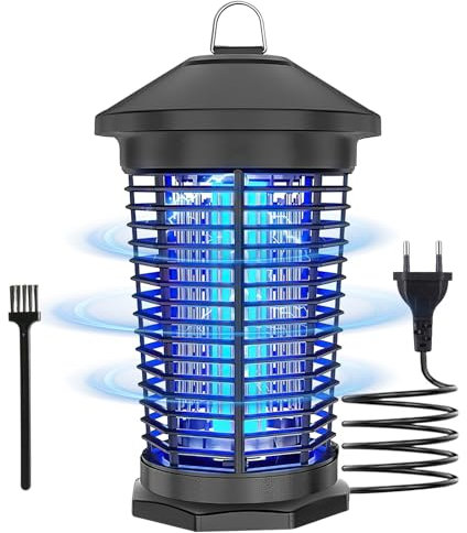 Insektenvernichter Elektrisch mit LED Lampe, 4000V 20W UV Mückenlampe, Elektrische Mückenfalle Mückenlampe für Garten Innen und Aussen, IPX4 Wasserdicht, Insektenlampe für Mücken, Fliegen, Motten