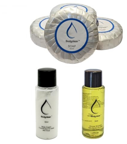 Desineo Lot 375 Produits Accueil hôtel Crème Corps 30ml, Shampooing Gel Douche 30ml, Savon 30g Orange Amère