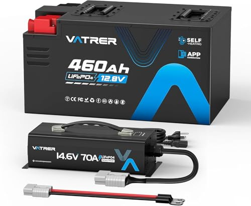 VATRER POWER 12V 460Ah LiFePO4 Akku,Bluetooth APP 14,6V 70A Ladegerät