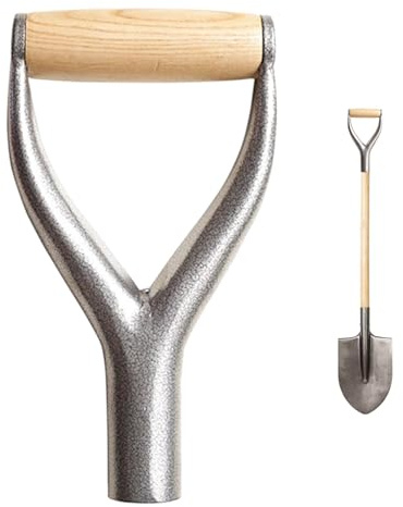 Ersatz für Schaufel aus Metall, Ersatzgriff aus Holz, stabiler Klingengriff mit D-Griff für Pellets | Reten, Schaufelgabel mit gelbem Griff