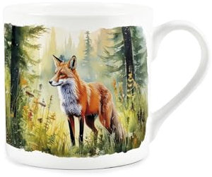 Standing Fox Mug - Rural Wildlife Countryside Game Animals Gifts - White Bone China Coffee/Tea Hot Drinks Cup Present