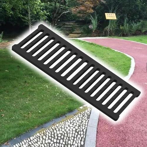 Outdoor Drain Grate Cover - Small Plastic Black French Drain for Garden & Yard, Non-Slip Drainage Catch Basin, Easy Install Drainage Solution