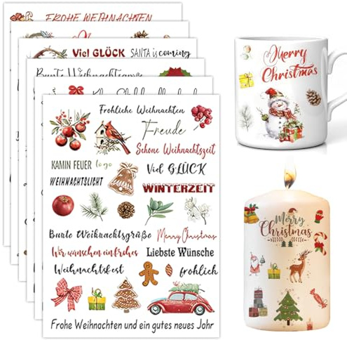 LAKPYN 6 psc DIY kerzen gestalten kerzentattoos Birthday Candle Film A5 Candle Tattoo Water Slide Film Candles Candle Sticker for Candle Cup DIY Gift Happy Birthday Candles Decorating Weihnachten