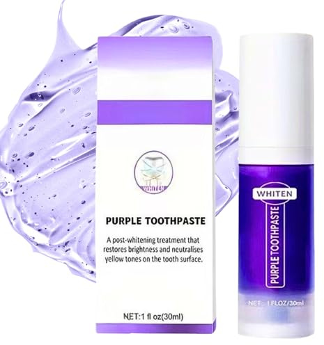 Lila Zahnpasta Weisse Zähne,Purple Whitening Toothpaste für Zahnaufhellung & Zahnfleckenentfernung,Farbkorrektor &Tiefenreinigung,Sanfte Formel mit Kräuterextrakten für Frischen Atem,Zahnschmelzschutz