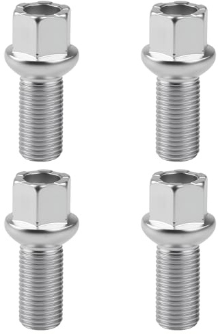 zstg 4 x Vis de Roue Galvanisées M14x1.5x27mm pour Volkswagen/Škoda/SEAT | pour Audi/Jetta/Touran/Bora, Zinguées en Acier Allié 40Cr, Boulons SW17 avec Siège à Rotule, Revêtement Antirouille A/G