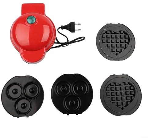 CNANRNANC 4-in-1 Mini-Waffeleisen für Waffeln, Pfannkuchen und Donuts, Mini-Waffeleisen (schwarz)