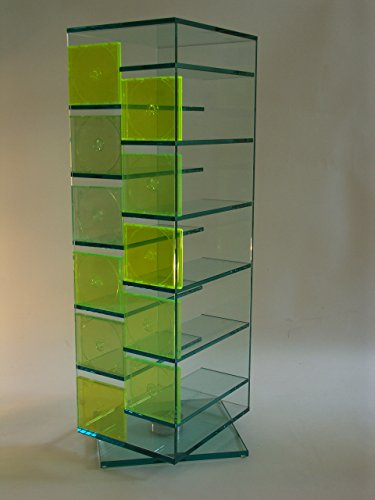 Paul Snajdar Glas CD DVD Regal JANUS 125 cm drehbar Klarglas Archivierung Ständer