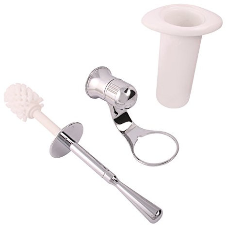 Gessi – Porta Scopino WC con inserto bianco, 1 pezzi, cromato, 07972 3