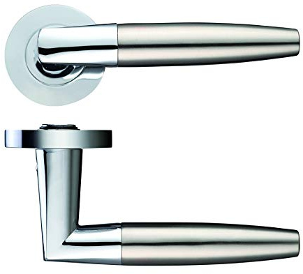 Zoo Hardware ZPZ110CPSN - Atlanta Lever - Dual Finish Polished Chrome/Satin Nickel - Screw on Rose