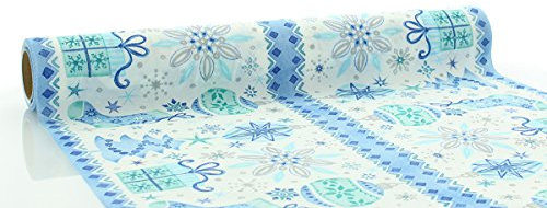 Sovie HOME Tischläufer Jolina in Blau aus Linclass® Airlaid, Weihnachtstischläufer stoffähnlich winterlich, ideal für Advents- & Weihnachtsfeiern, 40cm x 4,80m, 1 Stück