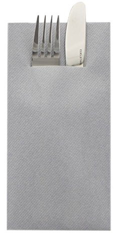 Sovie HOME Besteckserviette in GRAU aus Linclass Airlaid, 40 x 40cm, 1/8 Falz, 12 Stück, elegante Airlaid-Servietten mit integrierter Tasche für Besteck