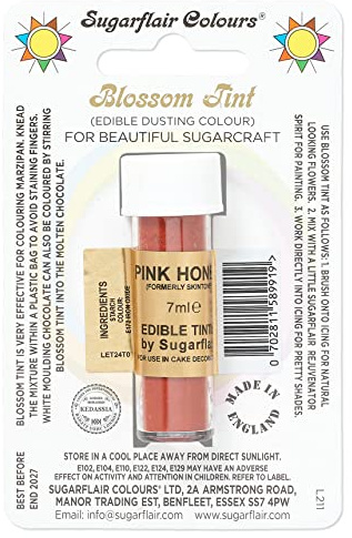 Sugarflair Blossom Tint Pink Honey Food Colouring and Dusting Powder, Matt Finish, Brush On or Mix with Rejuvenator Spirit to Create a One of A Kind Cake - 7ml