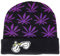 Beanie-Mütze aus Acryl, mit Blättern, mit Manschetten, für Damen und Herren, violett, Einheitsgröße