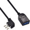 EW3803 - Prolunga elettrica nera 5mt, spina Italiana 10A 90° salvaspazio, presa italiana 10A, cavo H05VV-F 3x0,75mm2; presa con protezione bambini