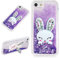 LCHDA für iPhone 6 6S Glitzer Flüssig Hülle Lila Mit Hasen Ohren handyhüllen Flüssigkeit Wasserfall Farbverlauf Sternen Süß 3D Karikatur Hase Stand Transparent Silikon Bumper Schutzhülle