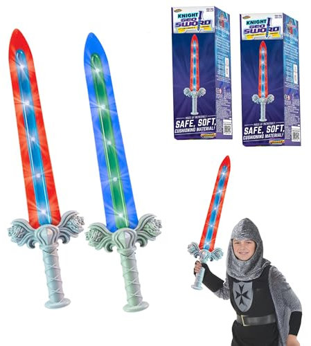 Geospace GeoSword Soft & Safe Dueling Sword with LED Lights & Movement Battle Sounds, 2-pack (Blue and Red) (Dual Pack)