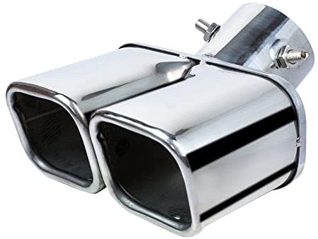 63mm Auspuffspitzen Auspuff Edelstahl Auto Auspuff Endrohr Doppel Auslass Vierkantmundrohr Silber