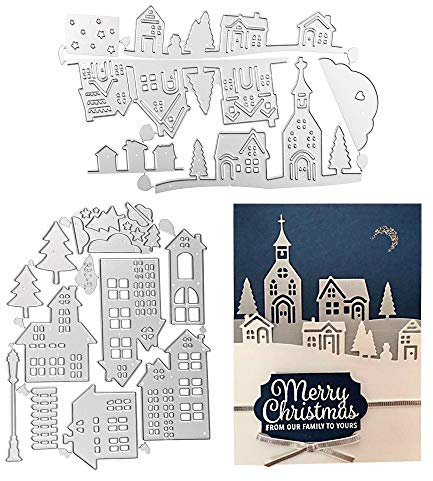 VINFUTUR 2 Stück Stanzschablonen Haus Form Metall Prägeschablonen Stanzmaschine Stanzformen Schneiden für DIY Scrapbooking Sammelalbum Karten Deko House Cutting Dies
