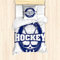 ABAKUHAUS Eishockey Bettbezug Set für Einzelbetten, Vintage Sticks Sterne, Milbensicher Allergiker geeignet mit Kissenbezug, Marine-Blau-Weiß