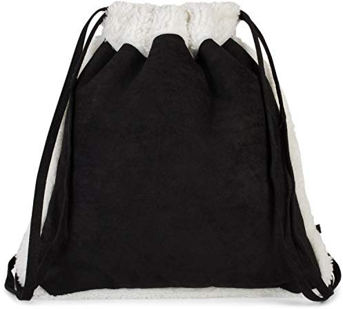 styleBREAKER Turnbeutel mit weicher Oberfläche und gefüttert mit Teddyfell, Rucksack, Beutel, Unisex 02012309, Farbe:Schwarz