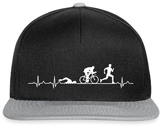 Spreadshirt Herzschlag Triathlon EKG Triathlet Heartbeat Snapback Cap, One Size, Schwarz/Grau