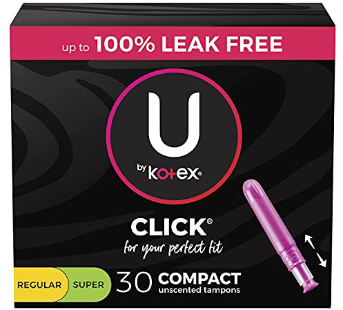 U By Kotex Click Compact Tampons, Multipack, Regular/Super Saugfähigkeit, geruchlos, 30 Stück (Verpackung kann variieren), 0,2 kg