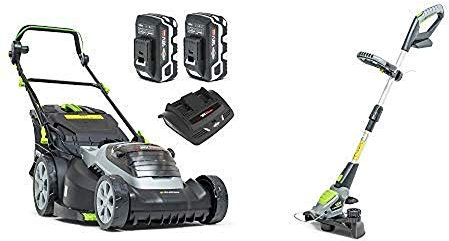 Murray IQ18WM44 Cortacésped Litio, 2X18V (36V), Incluyendo 2X5Ah Baterías y Doble Cargador, 44 Centímetros + Cortabordes 18V de Litio-Ion IQ18GT, Anchura de Corte 30 Centímetros, sin batería