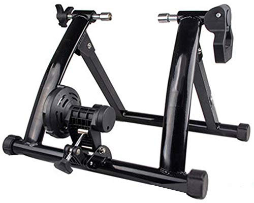 ZXCVB Fahrrad Rollentrainer,Indoor Heimtrainer Mit Magnetgerät Zur Einstellung Für 26-28 Zoll Schnellspanner and Vorderradunterlage,Black-Trainer