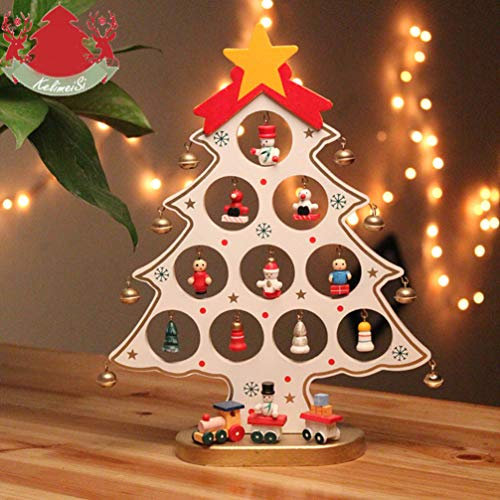 Tomaibaby 1 Pz Albero di Natale in Legno Mini Ornamento di Natale Decorazione di Natale Artificiale Fai da Te per La Decorazione Desktop di Casa (Rosso)