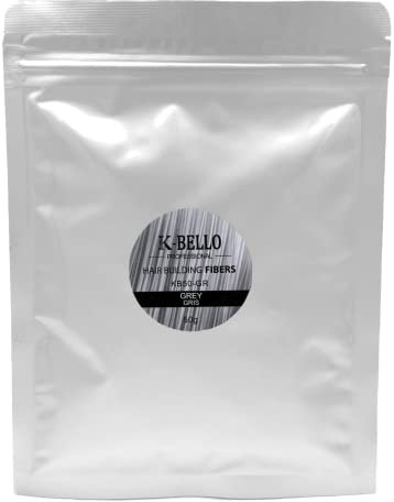 Poudre densifiante cheveux Kératine Naturelle & Végan K-Bello – Masque calvitie, alopécie, perte de cheveux & racines blanches – Fibres capillaire pour hommes et femmes (Recharge 50g, Gris)