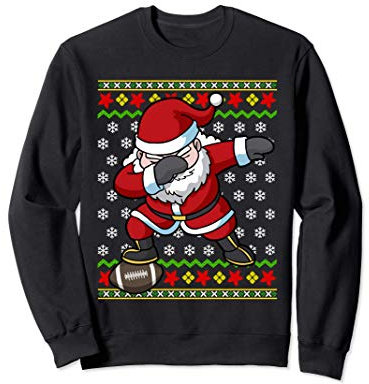 Dabbing Santa Claus Football Ugly Christmas Sweatshirt