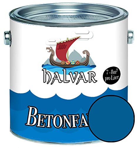 Halvar Betonfarbe/Bodenbeschichtung SEIDENMATT Blau RAL 5000-5024 Fassadenfarbe (1 L, RAL 5005 Signalblau)