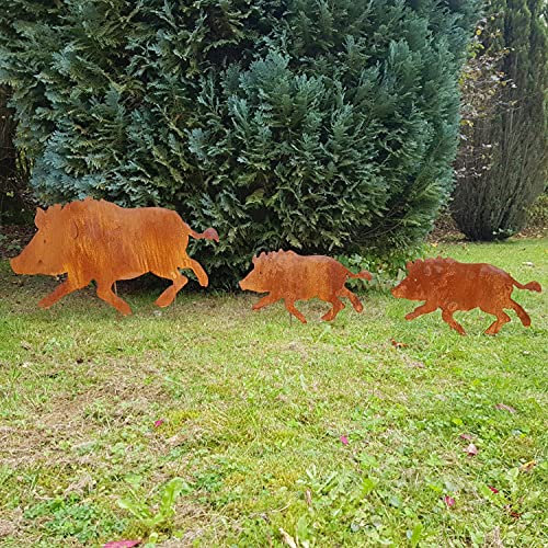 Jucon Edelrost Wildschweinrotte, Gartenstecker