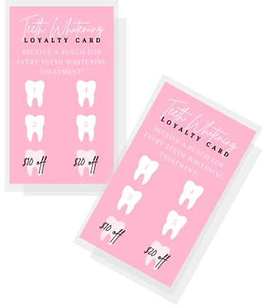 Zahnaufhellungs-Gabattkarten | 50 Stück | Größe 5,1 x 8,9 cm Visitenkarte | passend zur Zahnaufhellung Aftercare Karte | Geldbeutelgröße matt rosa Kartendesign