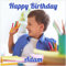 Your Own Image Square - Blue Text - Any Size (4in - 7.5in) Personalised Edible Square Cake Topper on Premium Icing