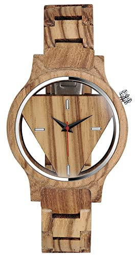 SUPBRO Holzuhren Herren Uhren Dreieck Holz-Armbanduhr Natur Hölzerne Uhr für Männer Analog Armbanduhr Holzuhr Quarzwerk mit Holzarmband