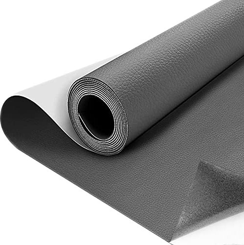 SZMMG Kunstleder selbstklebend 40 * 150cm Grau selbstklebende PU-Folie Möbel, Küchenschränke,Wand,sofa,Lederreparatur,Lederoptik,Dekofolie,Möbelfolie,Tapete,DIY,Kunstleder,Lederreparatur