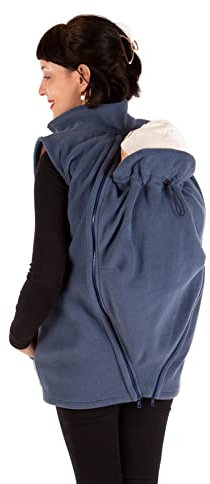 Viva la Mama - 4in1 Trageweste aus Fleece Umstandsweste Weste zum Rückentragen - RERIK Plus- stahlblau - M