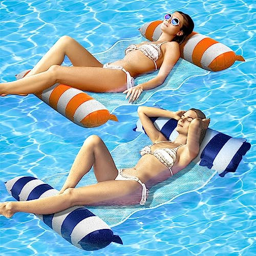 BNGXR Hamaca de Agua, 2PCS Hamaca de Agua 4 en 1 Piscina Tumbona Hamaca Inflable de Agua, Hamaca de Agua Multipropósito,130 x 80cm