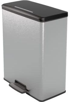 Curver Papelera Deco Rectangle 65L, gris metalizado, para cocina, lavadero, garaje, 486 x 284 x 615 mm, PP 100% reciclado(version antigua)