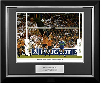 Jonny Wilkinson Signed England Photo: Drop-Kick (With Text). Deluxe Frame