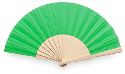 eBuyGB Folding Handheld Fan, Wooden Hand Fan, Wedding Party Accessory, Pocket Sized Fan for Wedding Gift, Party Favours, Summer Holidays, Mini Travel Fan Home Décor - Green (Pack of 10)