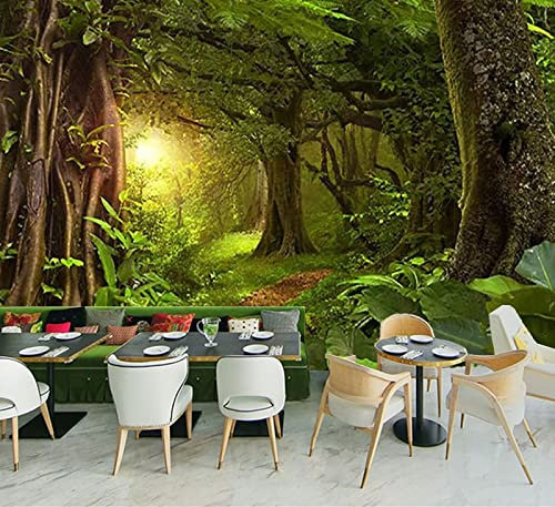 XAONUO Papier Peint Photo 3D Optique Vert Plantes Arbres Psychédélique Trompe L Oeil | Déco Mural Tableaux Muraux Photo 140X70Cm Mural Décor Motif Poster Géant Stickers Muraux Optique Fond Effet