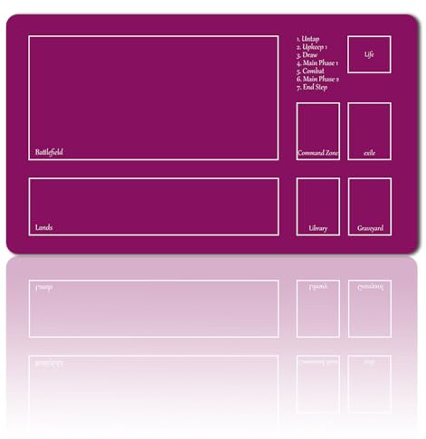 Four leaves MTG Spielmatte + Gratis Tasche, Mit Kartenzonen, Sammelkartenspiel, Magische Spielmatte, Tischmatte, Spiele, Mauspad, Größe 60 X 35 cm, Kompatibel Für MTG (Purple)