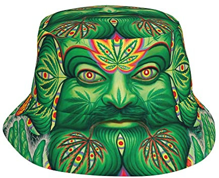AOOEDM Psychedelic Leaf Cannabis Unisex Fischerhut Sommer Reise Strand Sonnenhut Fischermütze mit breiter Krempe