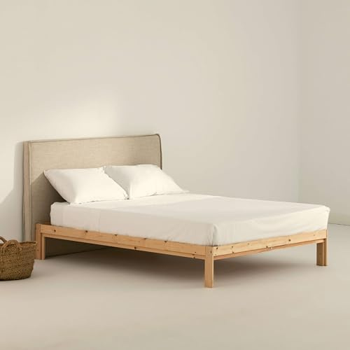Belum Bettwäsche-Set, Satin, Fadenzahl 300, für Bett mit 135 cm Breite, 210 x 270 cm, Spannbettlaken 140 x 200 cm + 35 cm, Kissenbezug: 50 x 80 cm, 2 Stück, Modell: Weiß