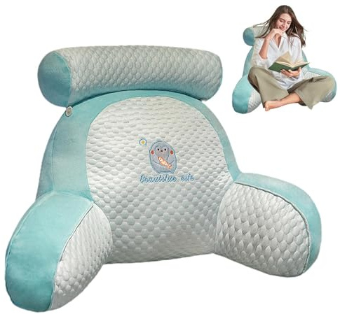 Pacienjo Bett-Lesekissen - Rückenlehnenkissen zum Sitzen im Bett,Lendenkissen mit Armlehnen zum Lesen, Faulenzen und Fernsehen